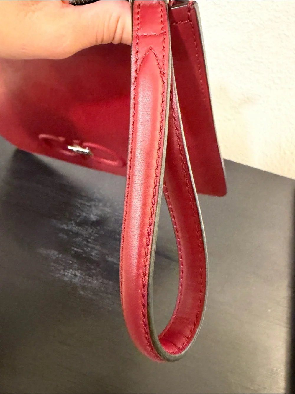 Authentic Salvatore Ferragamo Red Leather Wristlet Clutch
